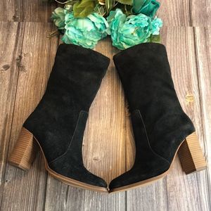 DOLCE VITA Nokia Black Leather Suede Slouch Booties 7M